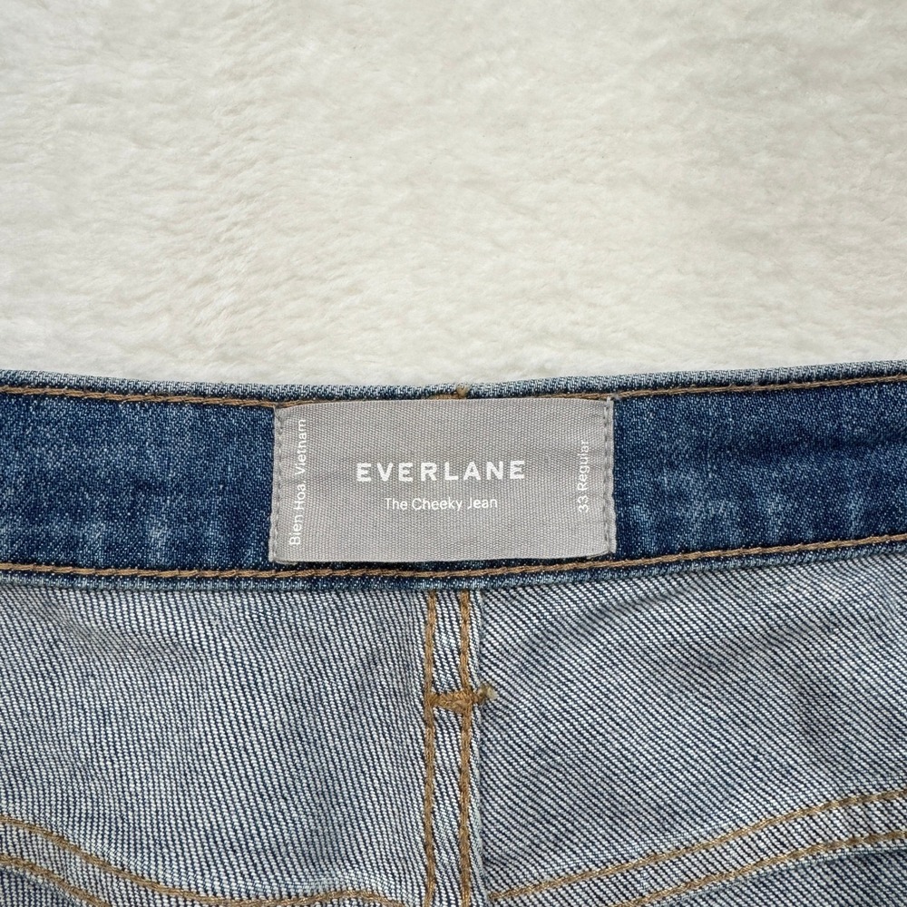 Everlane The Cheeky Jean Womens 33 Regular Straight High Rise Raw Hem Stretch - Picture 6 of 11